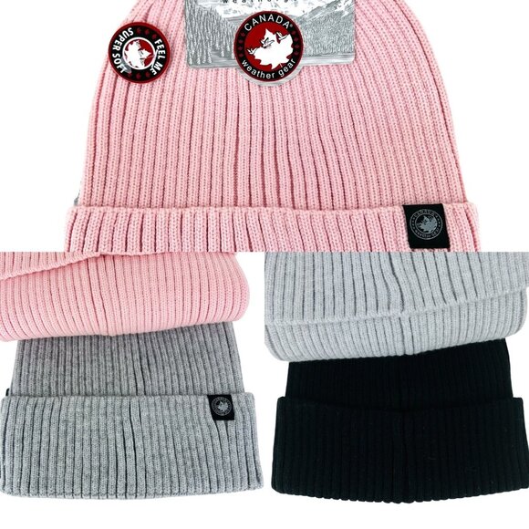 Canada Weather Gear Women's Set of 3 Beanies Hat Grey Pink Black One Size NWT - Picture 1 of 11